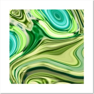 1980s modern trendy abstract teal mint green swirls Posters and Art